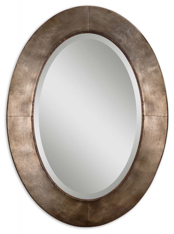 Antiqued Silver Champagne Oval Wall Mirror 28 X 38 Inch | On Sale With Regard To Oval Wide Lip Wall Mirrors (View 3 of 15)