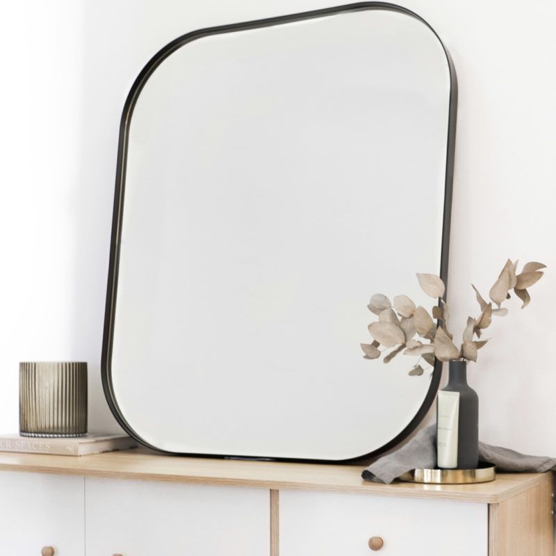 Aria Rounded Rectangle Mirror 900x750mm – Matte Black – Flooring For Matte Black Led Wall Mirrors (View 6 of 15)