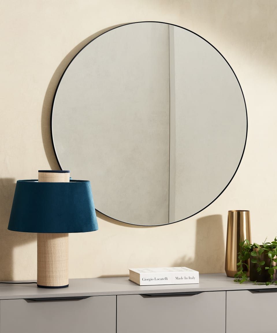 Arles Xl Round Wall Mirror 100cm, Matt Black | Made Pertaining To Black Round Wall Mirrors (View 8 of 15)
