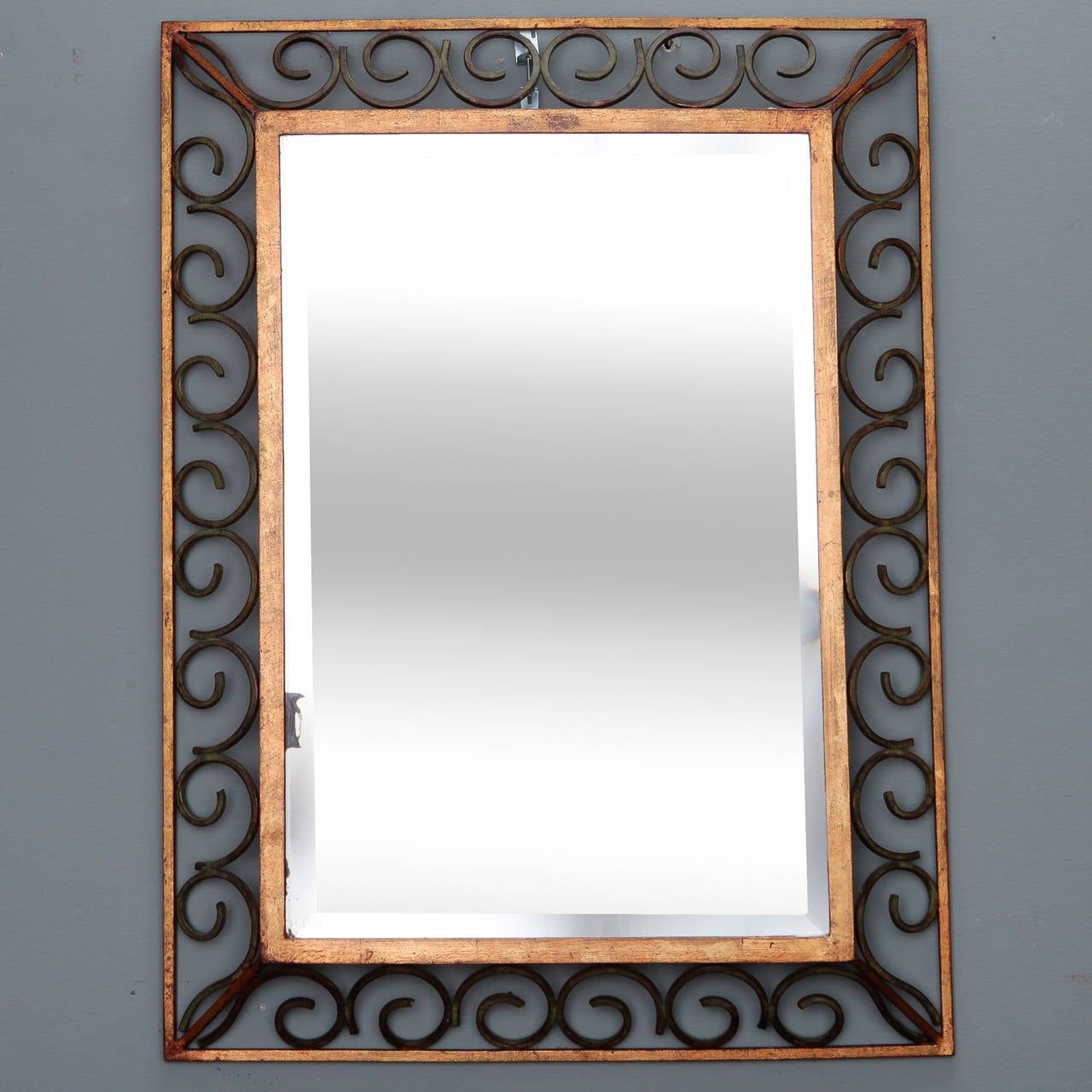Art Deco Gilt Iron Framed Rectangular Mirror For Sale At 1stdibs With Regard To Natural Iron Rectangular Wall Mirrors (View 8 of 15)