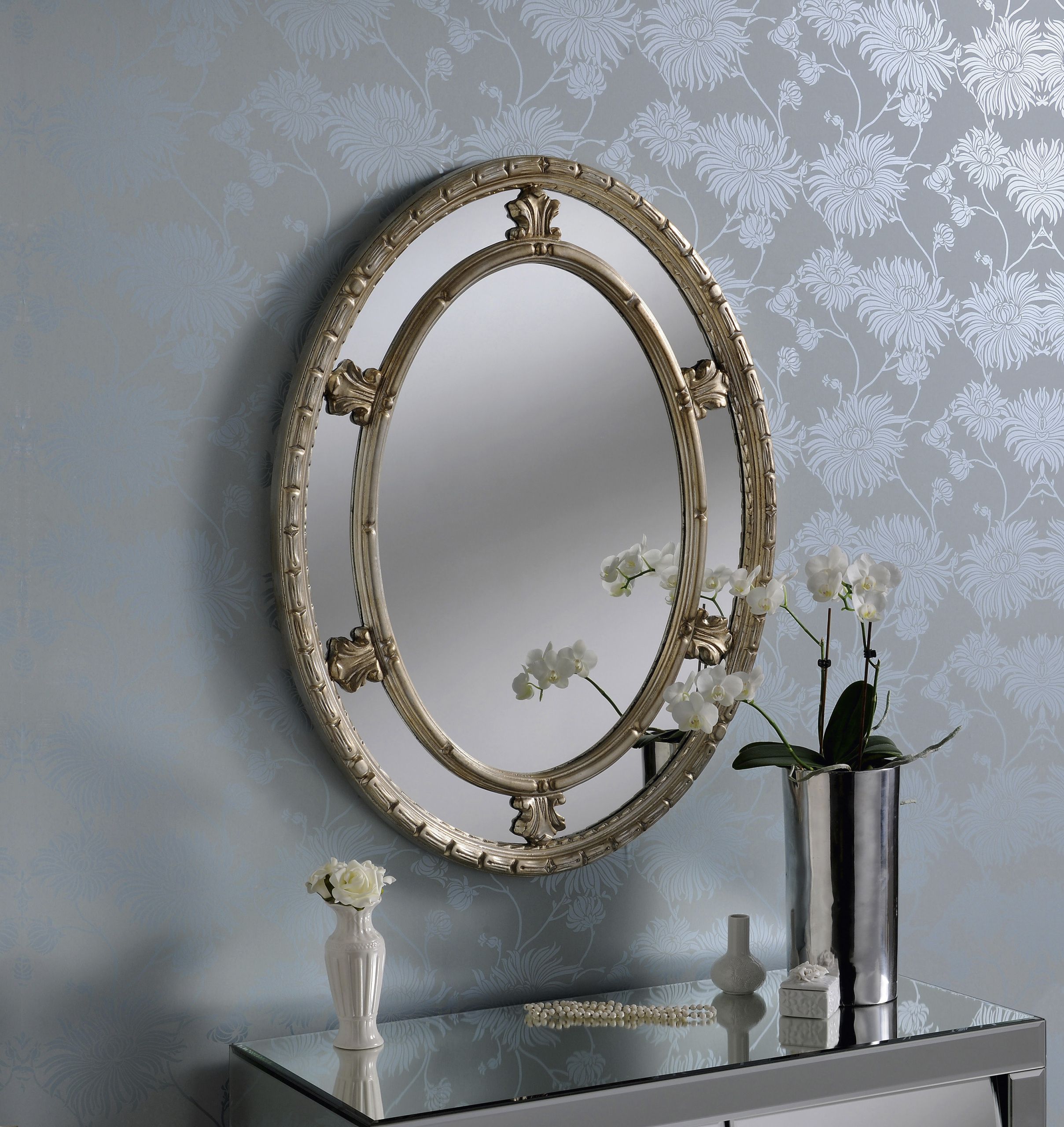 Art73 Gold Decorative Large Oval Wall Mirror Overmantle Hallway Or Pertaining To Oval Wide Lip Wall Mirrors (View 1 of 15)