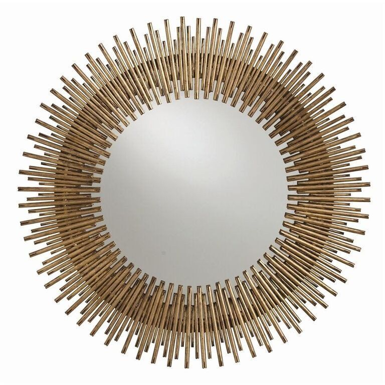 Arteriors Prescott Round Starburst Mirror – Antique Gold Leaf With Regard To Leaf Post Sunburst Round Wall Mirrors (View 5 of 15)