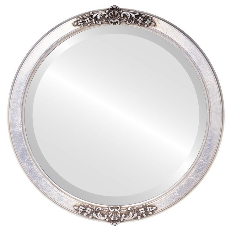 Athena Framed Round Mirror In Silver Leaf With Brown Antique – Silver For Silver Leaf Round Wall Mirrors (View 1 of 15)