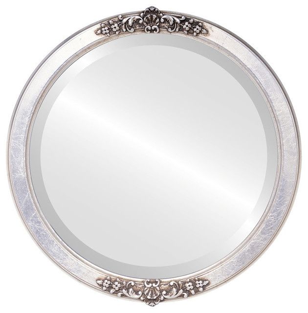 Athena Framed Round Mirror In Silver Leaf With Brown Antique Throughout Gold Leaf And Black Wall Mirrors (View 12 of 15)