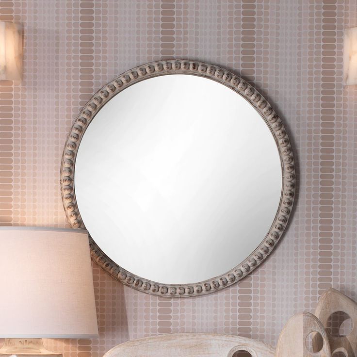 Audrey Beaded Mirror In White Wood | Beaded Mirror, Whitewash Wood Pertaining To White Wood Wall Mirrors (View 4 of 15)