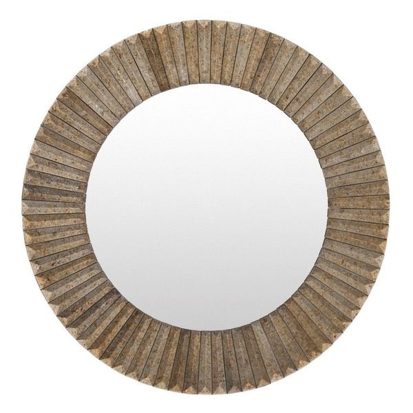 Barnes Wood Framed Small Size Round Wall Mirror – Free Shipping Today With Wood Rounded Side Rectangular Wall Mirrors (View 8 of 15)