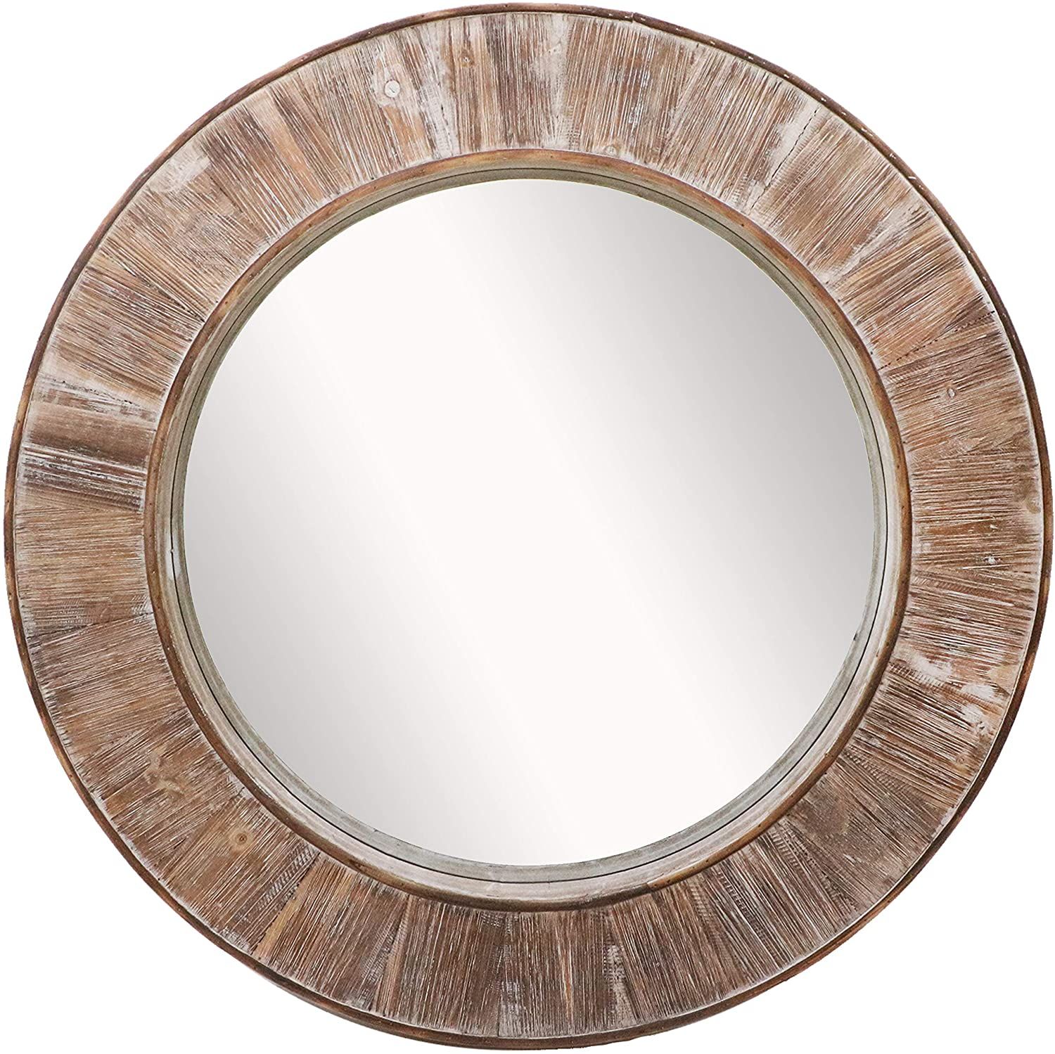 Barnyard Designs Round Decorative Wall Hanging Mirror Large Wooden With Organic Natural Wood Round Wall Mirrors (View 11 of 15)