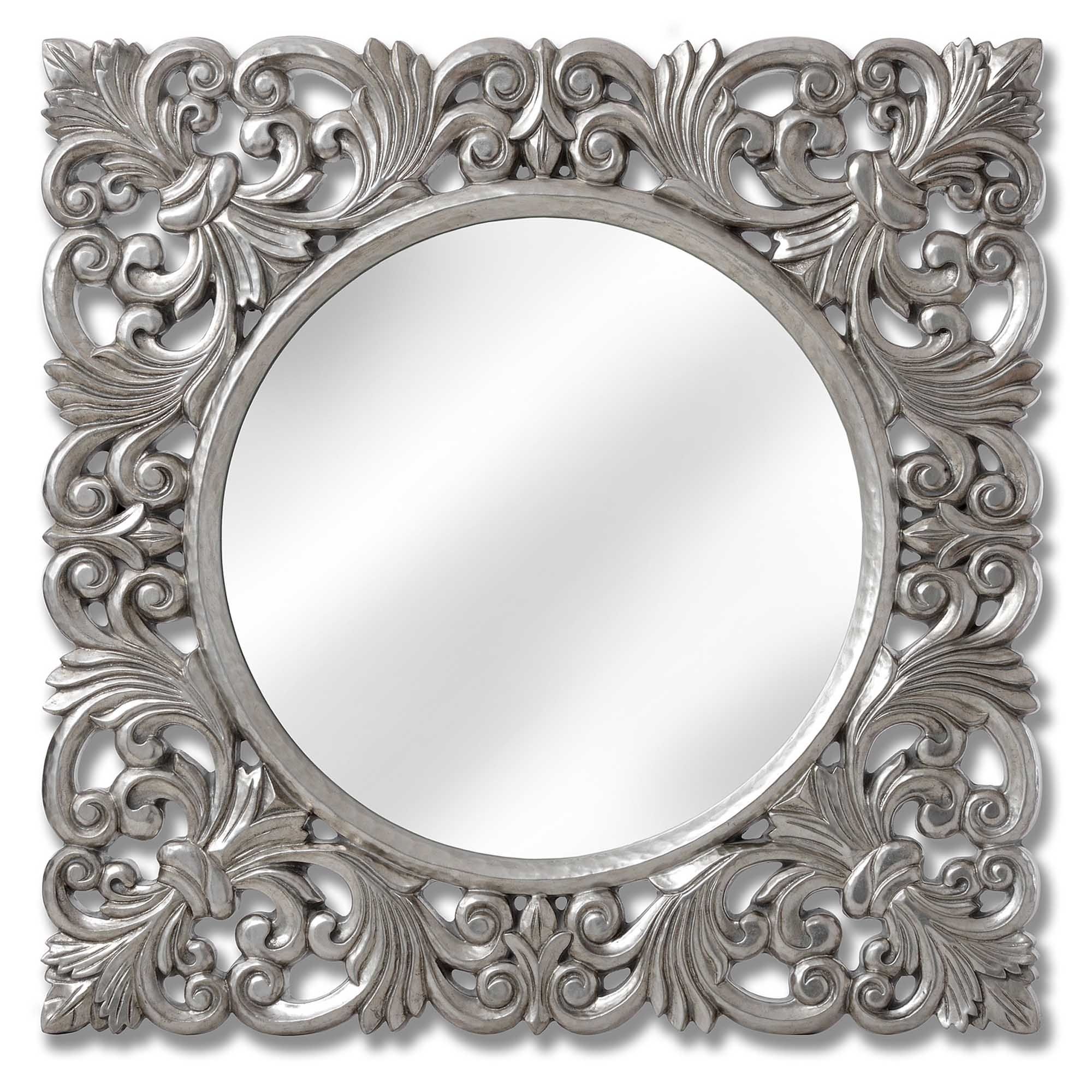 Baroque Antique French Style Silver Wall Mirror | Homesdirect365 With Silver Quatrefoil Wall Mirrors (View 3 of 15)