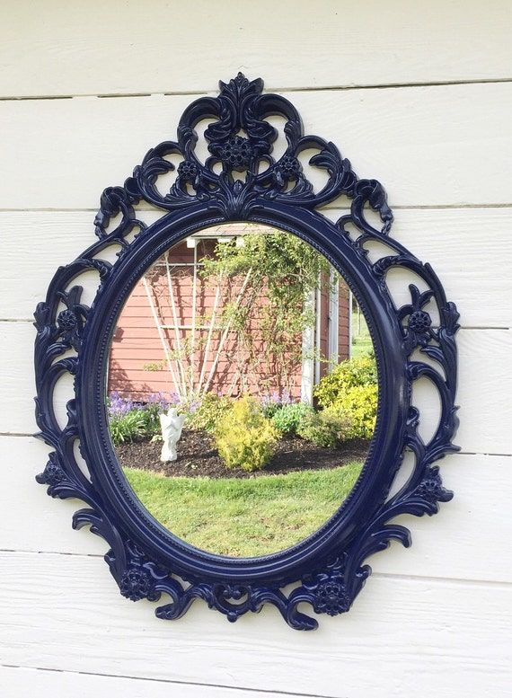 Baroque Navy Blue Mirror Large Wall Hangingfarmhousefare In Blue Wall Mirrors (View 5 of 15)