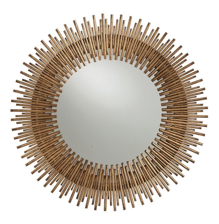 Bassett Antiqued Gold Leaf Sunburst Round Iron Mirror | Antique Mirror Inside Carstens Sunburst Leaves Wall Mirrors (Photo 8 of 15)