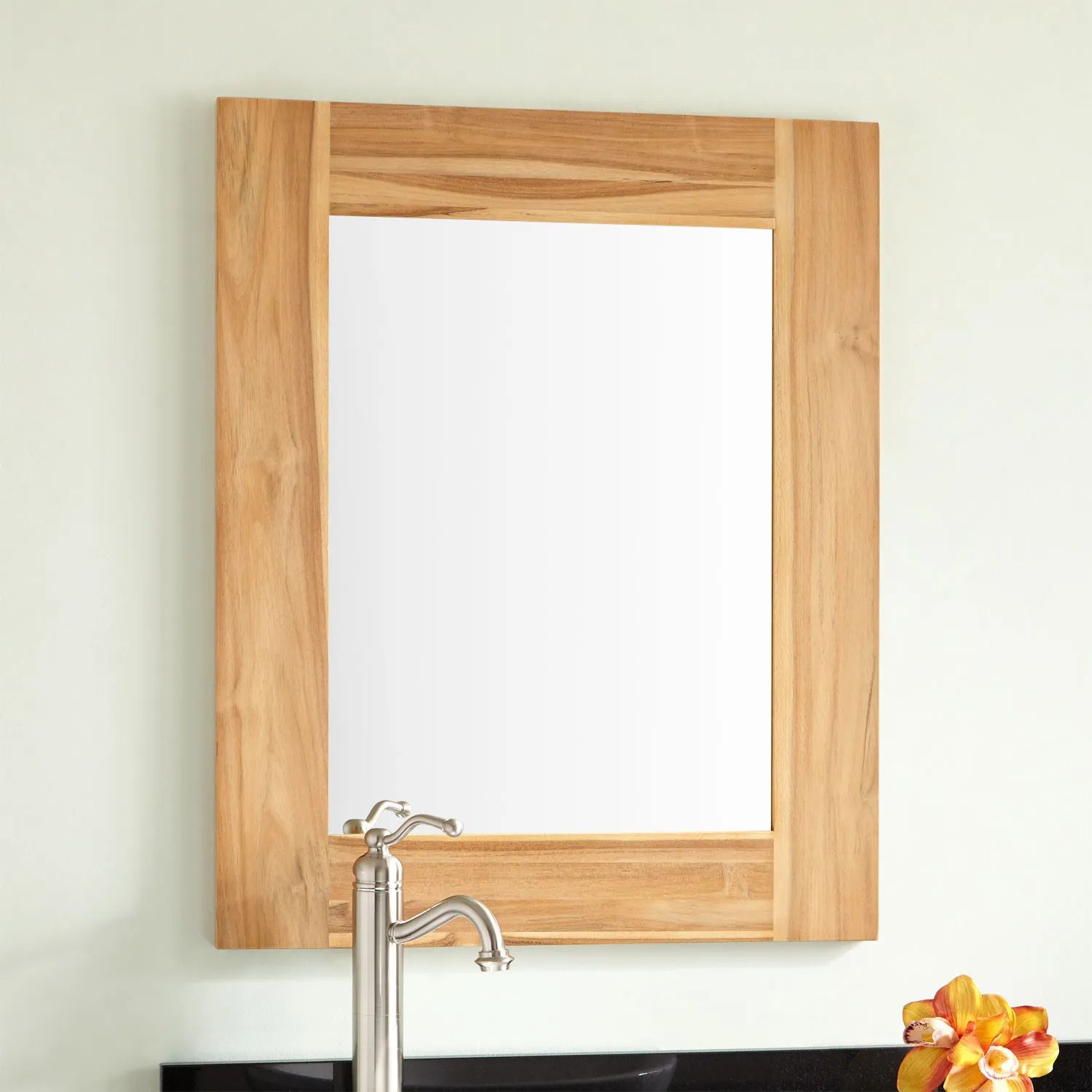 Bastian Teak Vanity Mirror – Natural Teak – Bathroom Mirrors – Bathroom Intended For Natural Wood Grain Vanity Mirrors (View 8 of 15)