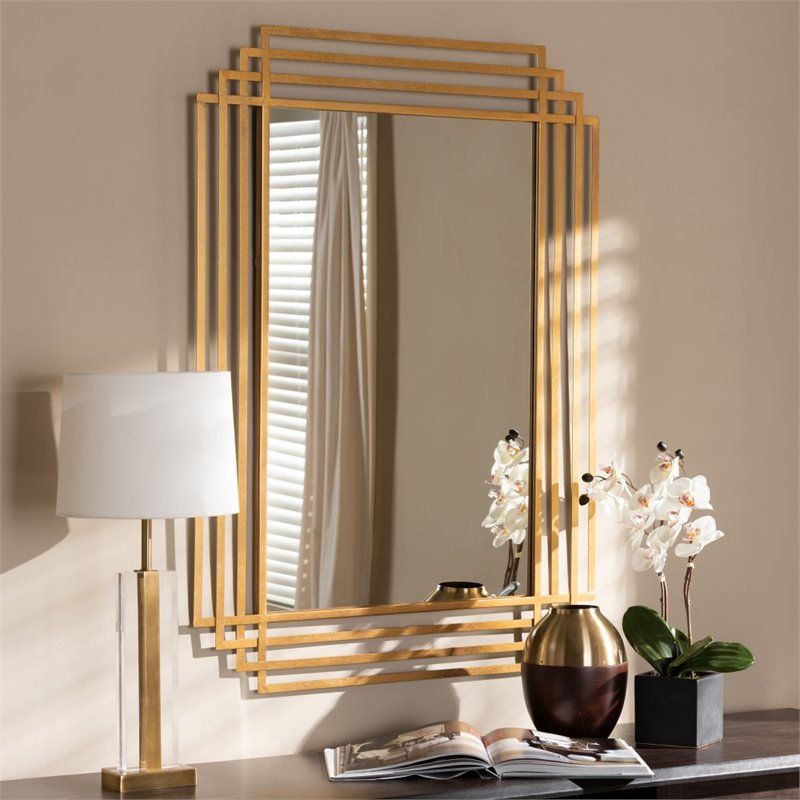 Baxton Studio Kalinda Decorative Wall Mirror In Gold – 150 21003 8871 Cymx Inside Gold Modern Luxe Wall Mirrors (View 11 of 15)