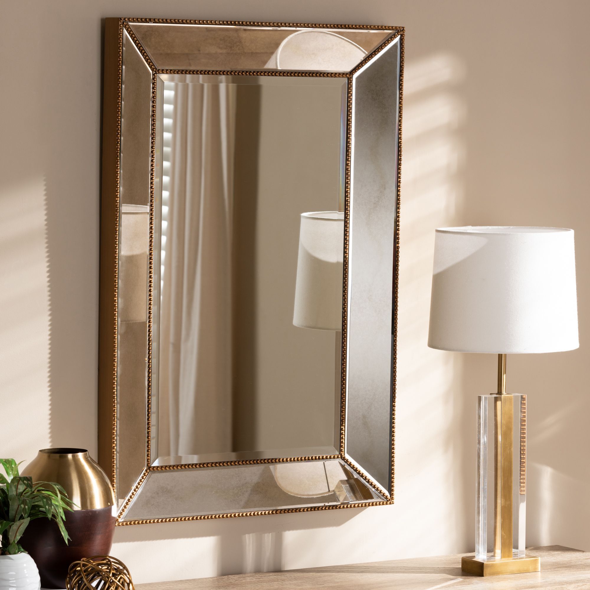 Baxton Studio Neva Modern And Contemporary Antique Gold Finished Throughout Gold Modern Luxe Wall Mirrors (View 2 of 15)