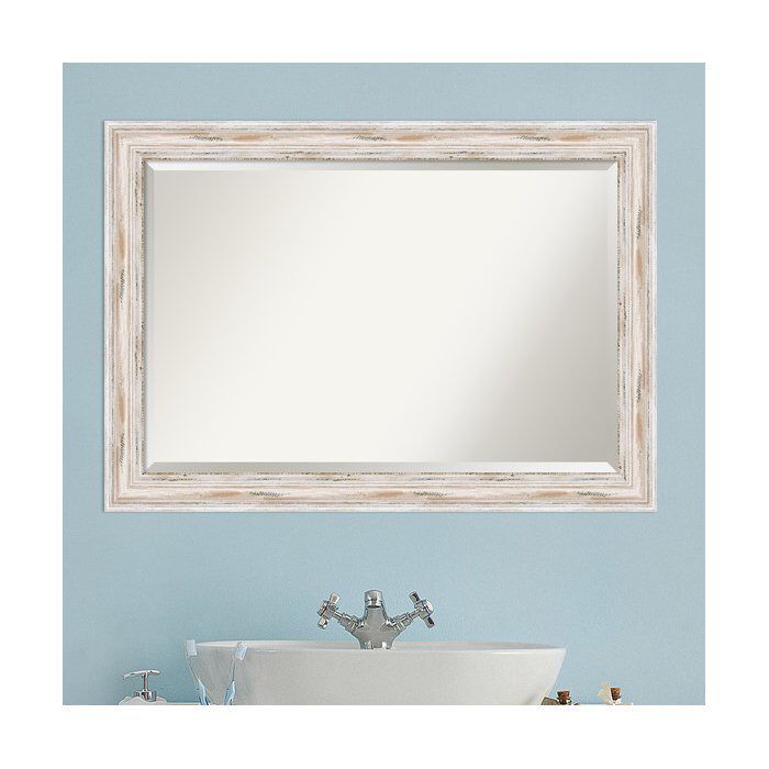 Beachy Beveled Distressed Bathroom/vanity Mirror | Modern Mirror Wall With Regard To Kristy Rectangular Beveled Vanity Mirrors In Distressed (View 8 of 15)