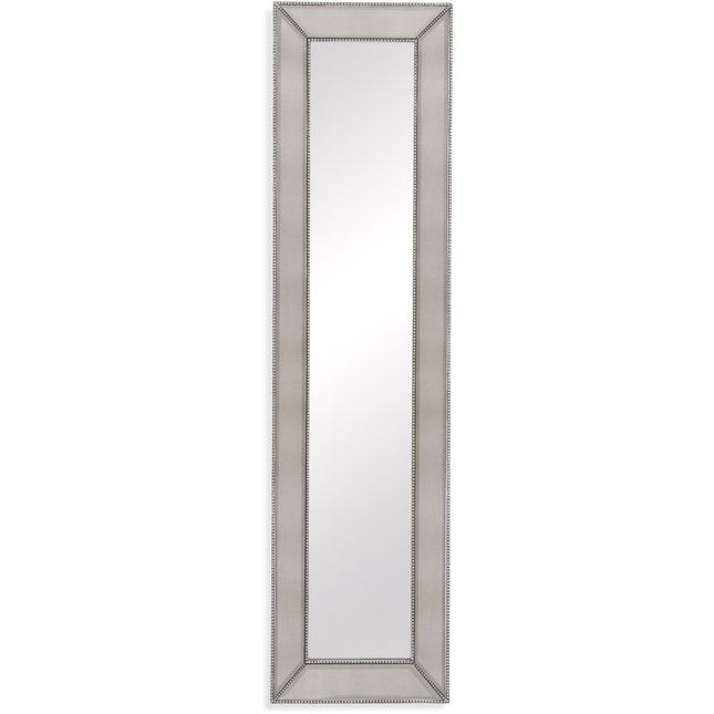 Beaded Silver Leaf Traditional Leaner Floor Mirror M3591bec Pertaining To Glam Silver Leaf Beaded Wall Mirrors (View 12 of 15)