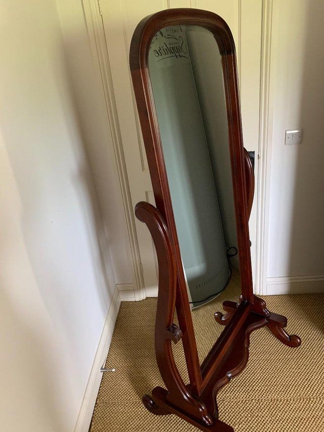 Beautiful Full Length Polished Wood Tilting Cheval Mirror For Sale In Inside Mahogany Full Length Mirrors (View 6 of 15)