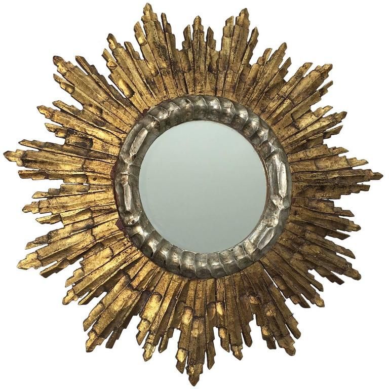 Beautiful Sunburst Gilded Wood Mirror Vintage, France | Sunburst Mirror Throughout Perillo Burst Wood Accent Mirrors (View 15 of 15)