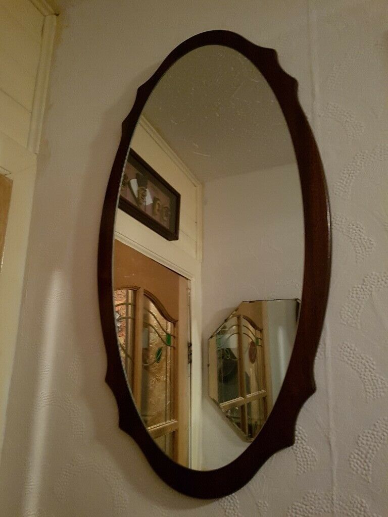 Beautiful Vintage Solid Wood Back Oval Mirror | In Motherwell, North Within Pfister Oval Wood Wall Mirrors (View 5 of 15)