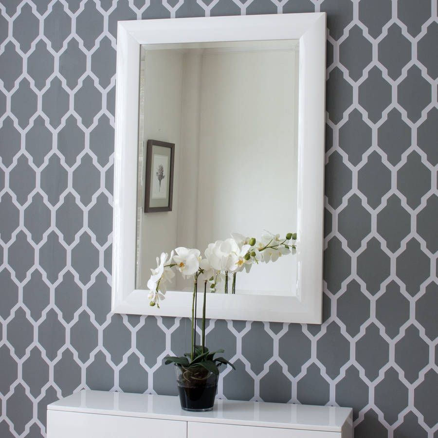 Bespoke White Gloss Mirrordecorative Mirrors Online For Glossy Blue Wall Mirrors (Photo 7 of 15)