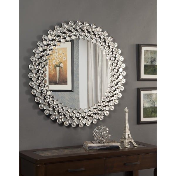 Best Quality Furniture Circular Crystal Wall Mirror – Overstock – 17698007 Within Single Sided Polished Wall Mirrors (View 6 of 15)