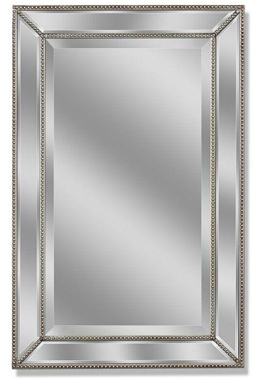 Beveled Beaded Accent Wall Mirror & Reviews | Allmodern For Silver Beaded Square Wall Mirrors (View 12 of 15)