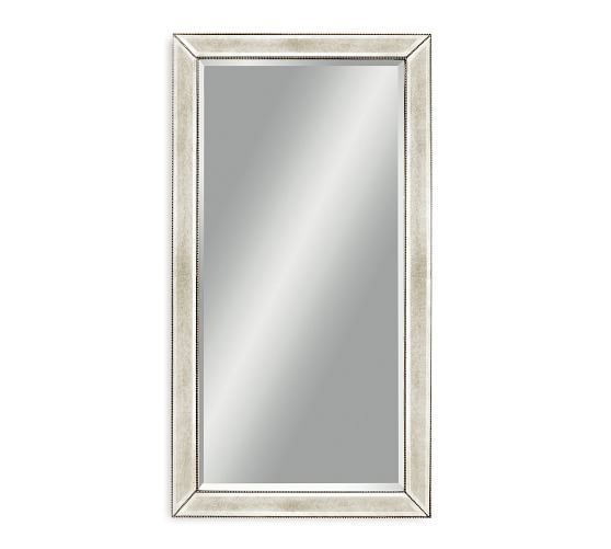 Beveled Glass Beaded Rectangular Wall Mirror – Large | Pottery Barn With Rectangle Pewter Beveled Wall Mirrors (View 14 of 15)