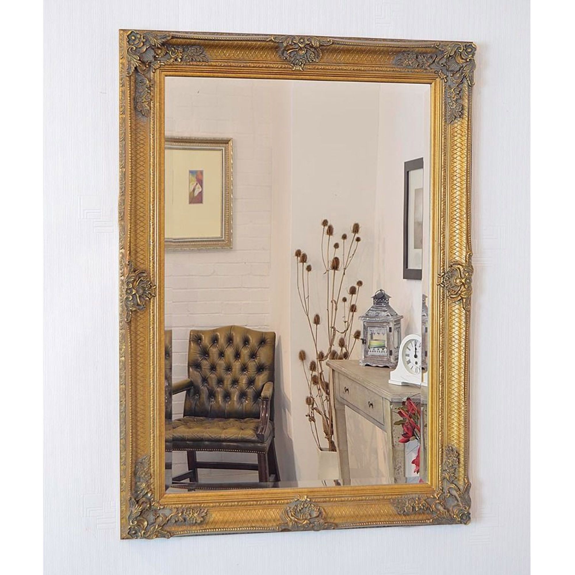 Beveled Gold Ornate Antique French Wall Mirror Pertaining To Antiqued Glass Wall Mirrors (View 7 of 15)