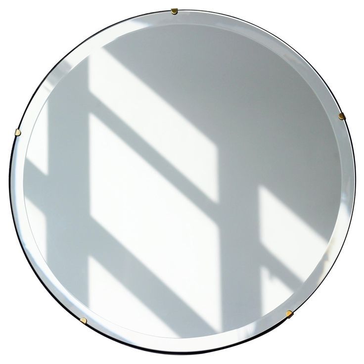 Beveled Silver Orbis Round Mirror Frameless With Brass Clips In 2020 Throughout Round Frameless Beveled Mirrors (View 4 of 15)