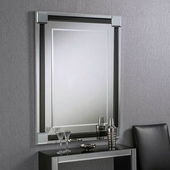 Bevelled Contemporary Rectangular Black Wall Mirror | Homesdirect365 Pertaining To Modern Rectangle Wall Mirrors (View 3 of 15)