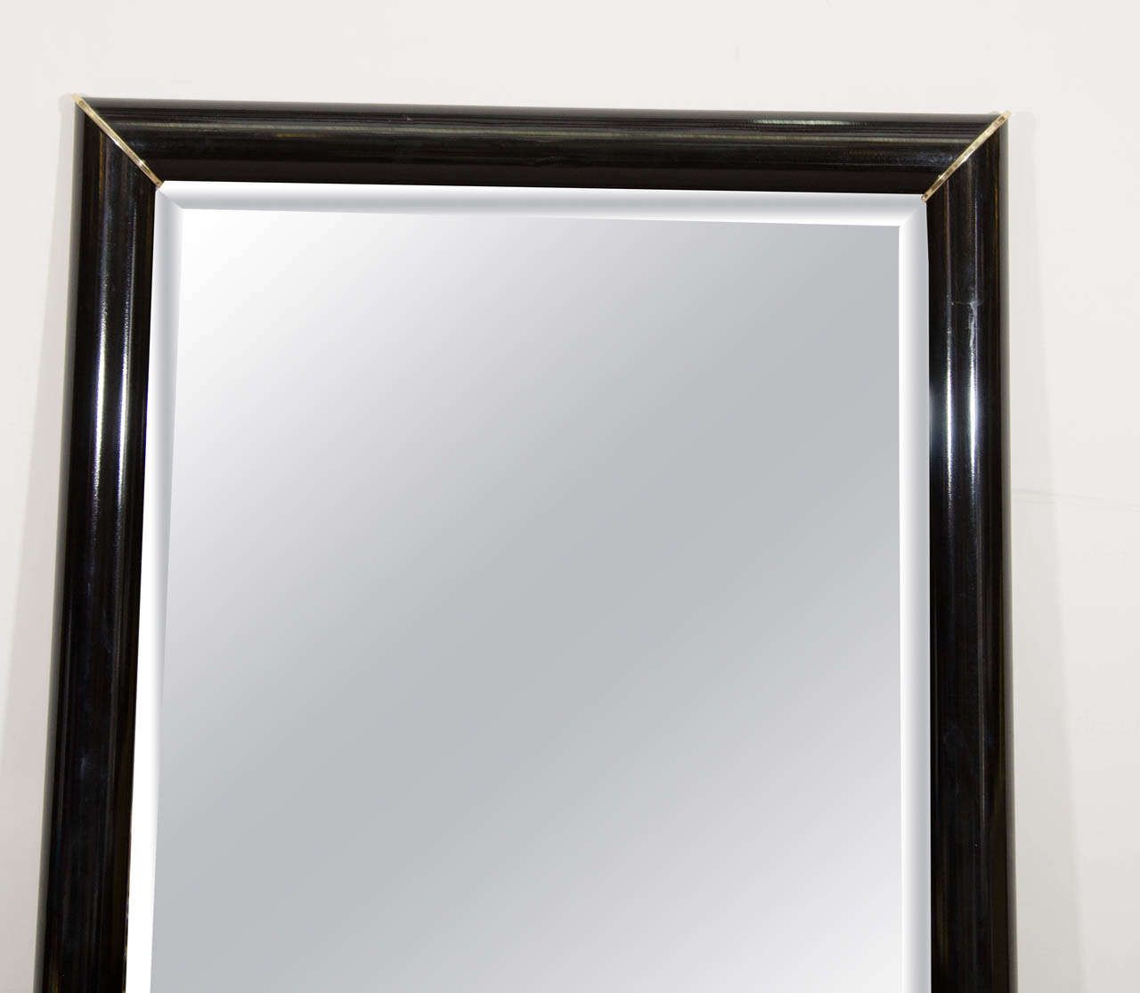 Black Lacquered Wall Mirror With Gold Corner Accents At 1stdibs With Cut Corner Wall Mirrors (View 2 of 15)