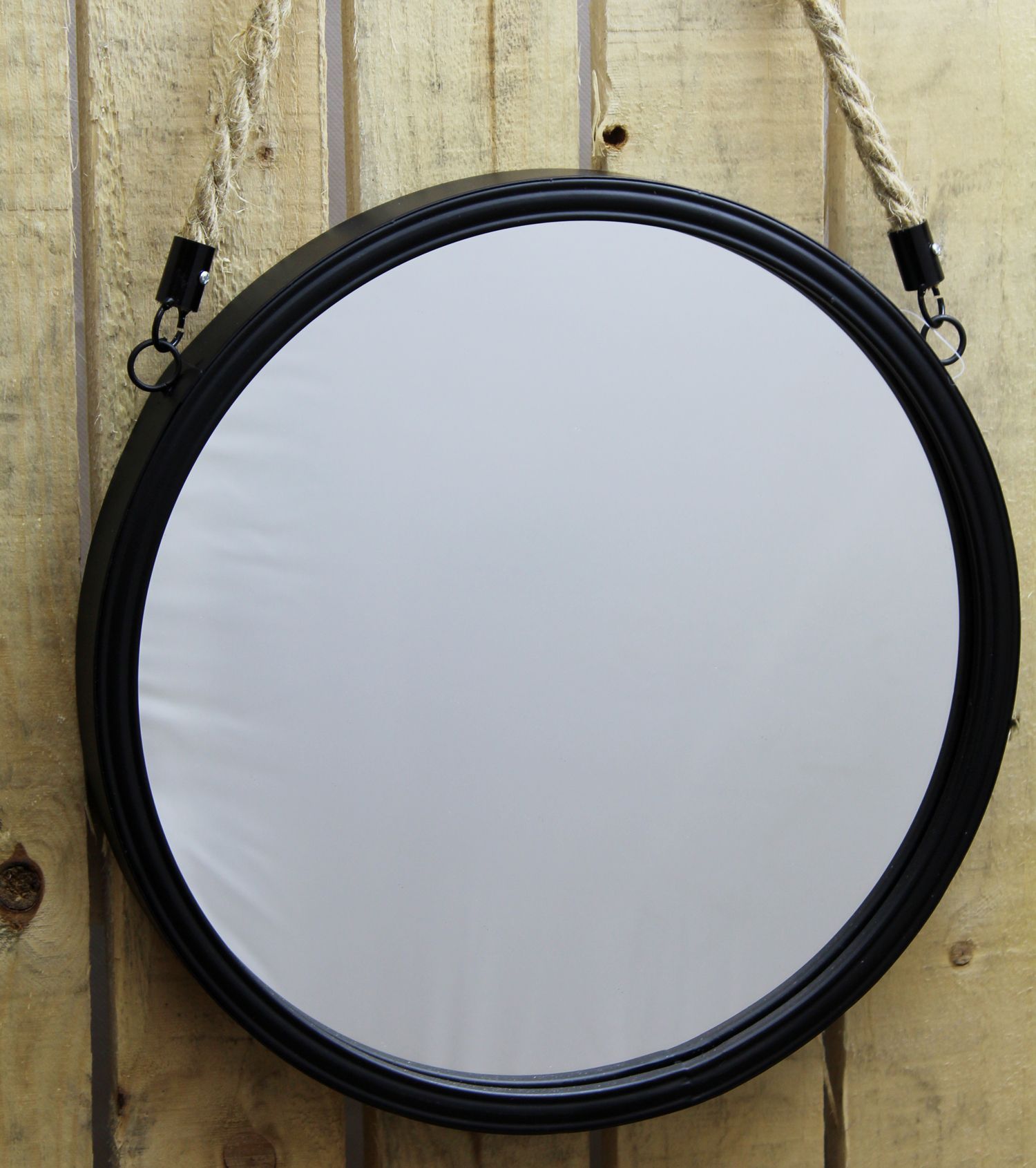 Black Round Metal Hanging Wall Mirror With Rope Handle 30cm | Ebay Within Black Round Wall Mirrors (View 7 of 15)