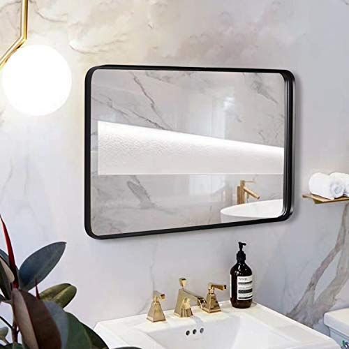Black Wall Framed Rectangular Mirrors For Bathrooms (24"x36"), Large With Dedrick Decorative Framed Modern And Contemporary Wall Mirrors (View 13 of 15)