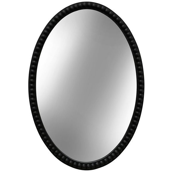 Black Wooden Oval Beaded Mirror From Kirkland's | Beaded Mirror, Wood Throughout Framed Matte Black Square Wall Mirrors (View 13 of 15)