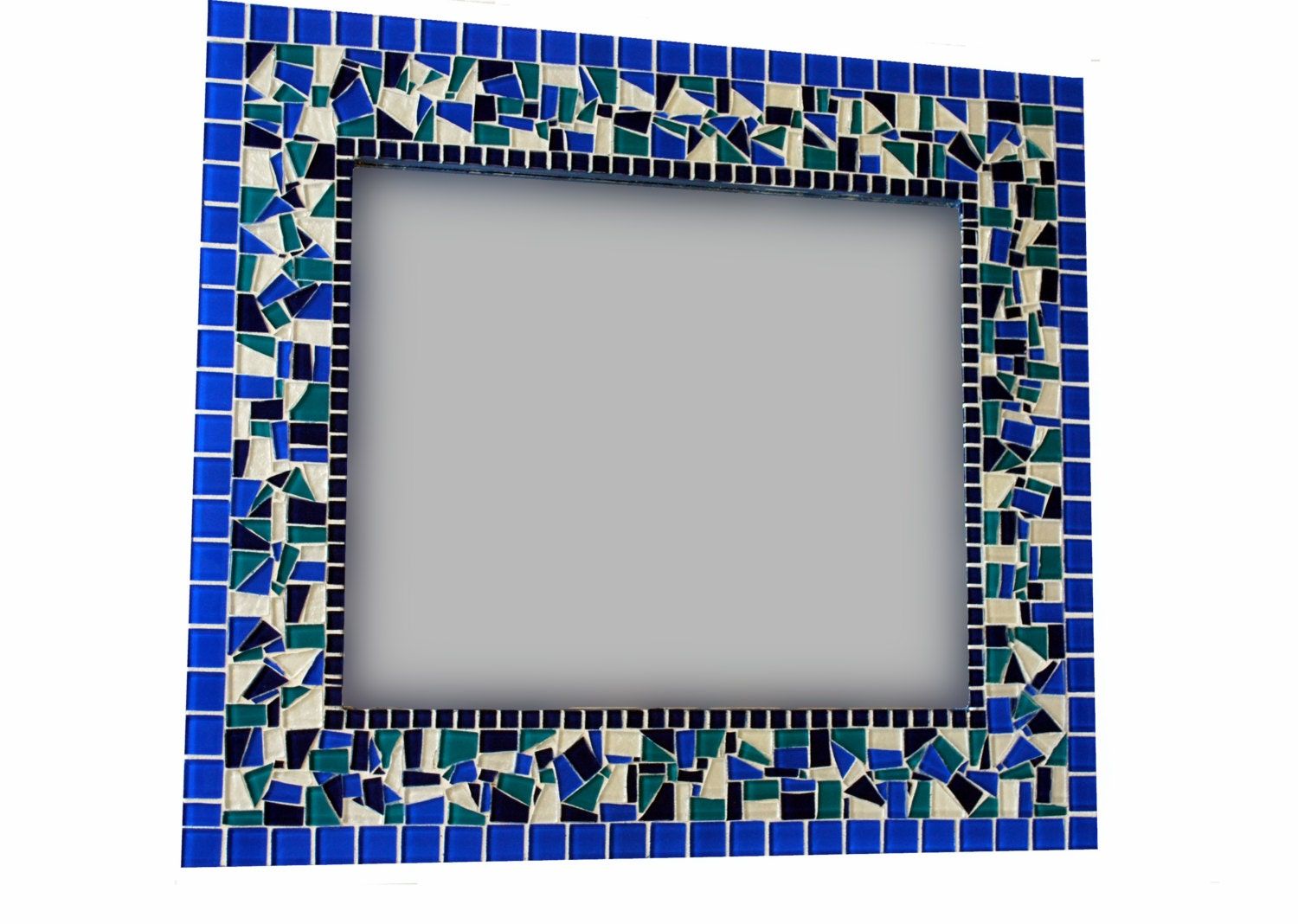 Blue Mosaic Wall Mirror Made To Order Within Blue Green Wall Mirrors (View 4 of 15)