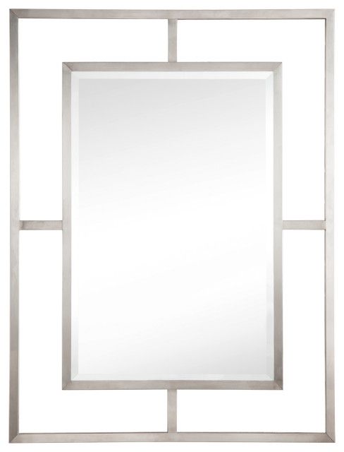 Boston 30" Rectangular Mirror, Brushed Nickel – Contemporary – Bathroom Within Ultra Brushed Gold Rectangular Framed Wall Mirrors (View 1 of 15)