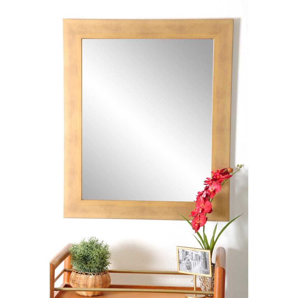 Brandtworks Brushed Gold Rectangular Wall Mirror Bm068s – The Home Depot Inside Warm Gold Rectangular Wall Mirrors (View 8 of 15)