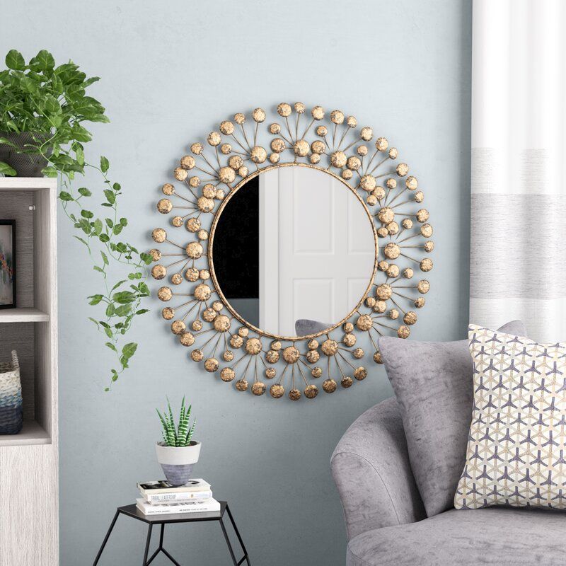 Brayden Studio Eisenbarth Oversized Decorative Round Wall Mirror Intended For Vertical Round Wall Mirrors (Photo 12 of 15)