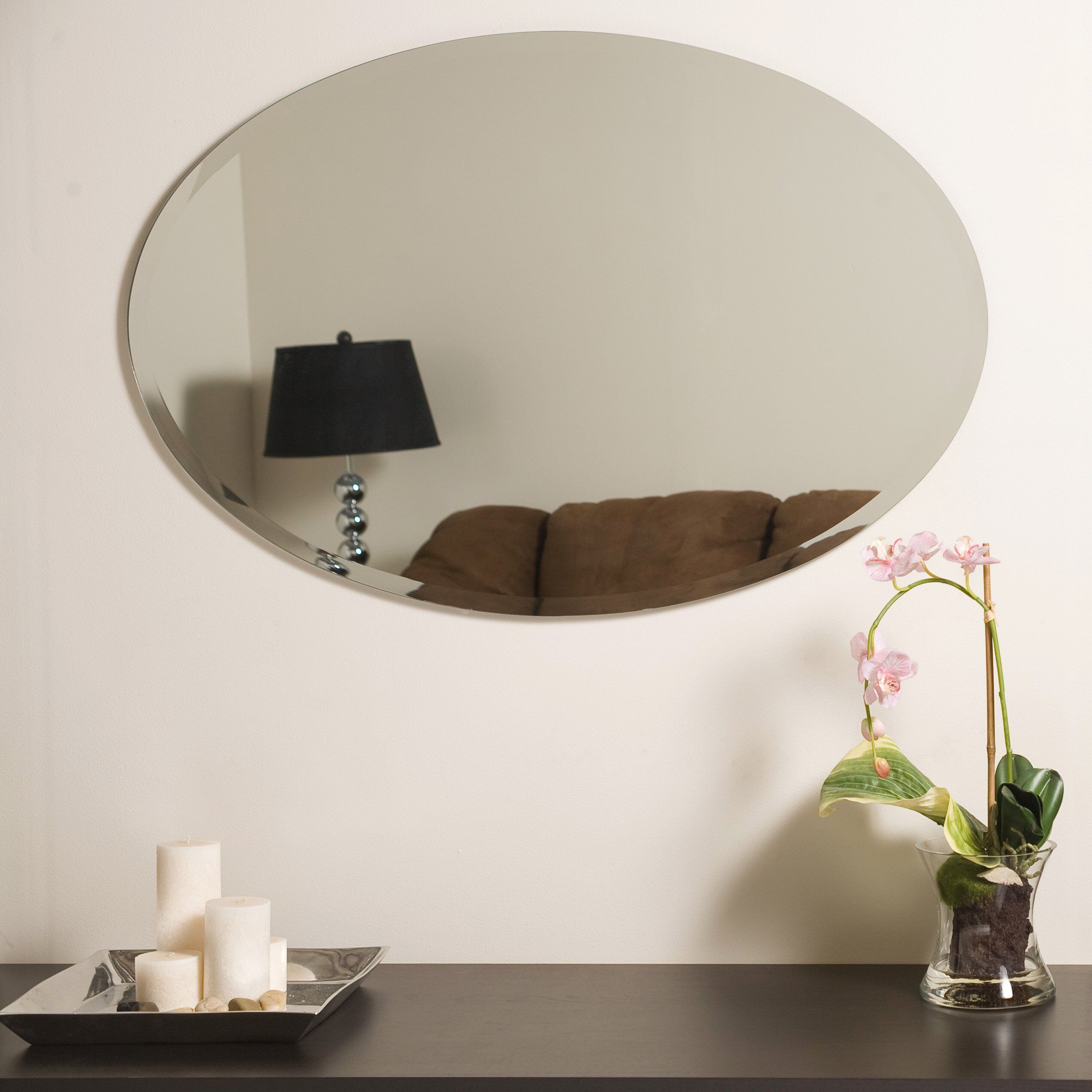 Brayden Studio Oval Bevel Frameless Wall Mirror & Reviews | Wayfair Intended For Thornbury Oval Bevel Frameless Wall Mirrors (View 15 of 15)