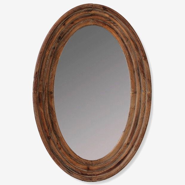Brown Wood Framed Oval Mirror | Oval Mirror, Mirror, Staining Wood Throughout Nickel Framed Oval Wall Mirrors (View 11 of 15)