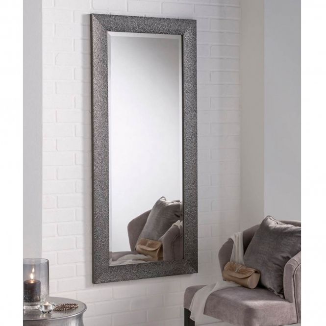 Bumped Texture Grey Rectangular Wall Mirror | Decor | Homesdirect365 Inside Janie Rectangular Wall Mirrors (View 9 of 15)