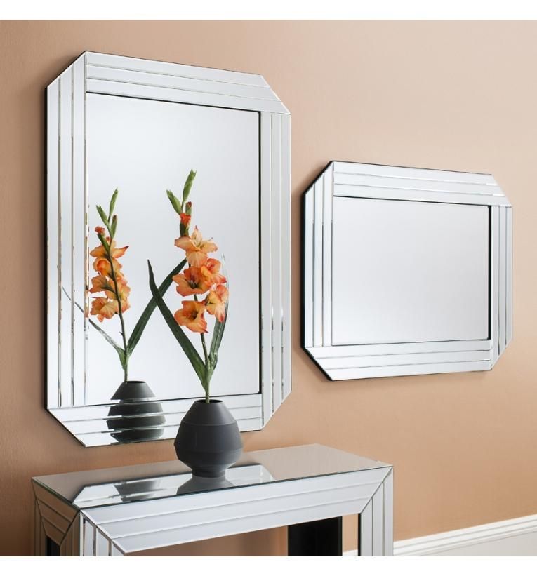 Burgate Rectangle Frameless Angled Corner Bevelled Wall Mirror – £143 Regarding Frameless Rectangle Vanity Wall Mirrors (View 10 of 15)