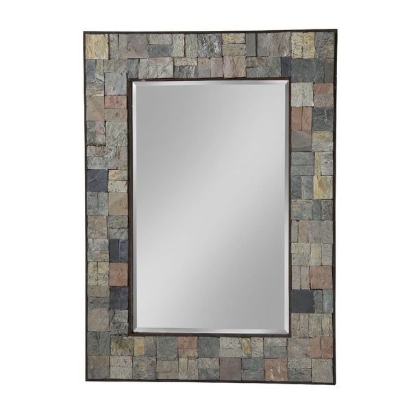 Burnside Stone Tile Framed Square Wall Mirror – Free Shipping Today In Hussain Tile Accent Wall Mirrors (View 7 of 15)