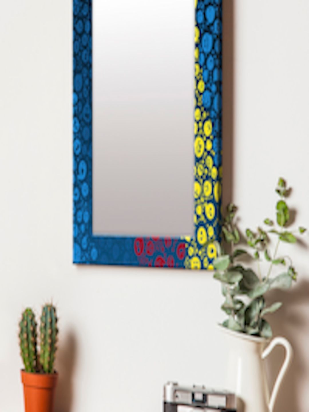 Buy 999store Blue & Yellow Printed Mdf Wall Mirror – Mirrors For Unisex Intended For Tropical Blue Wall Mirrors (View 7 of 15)