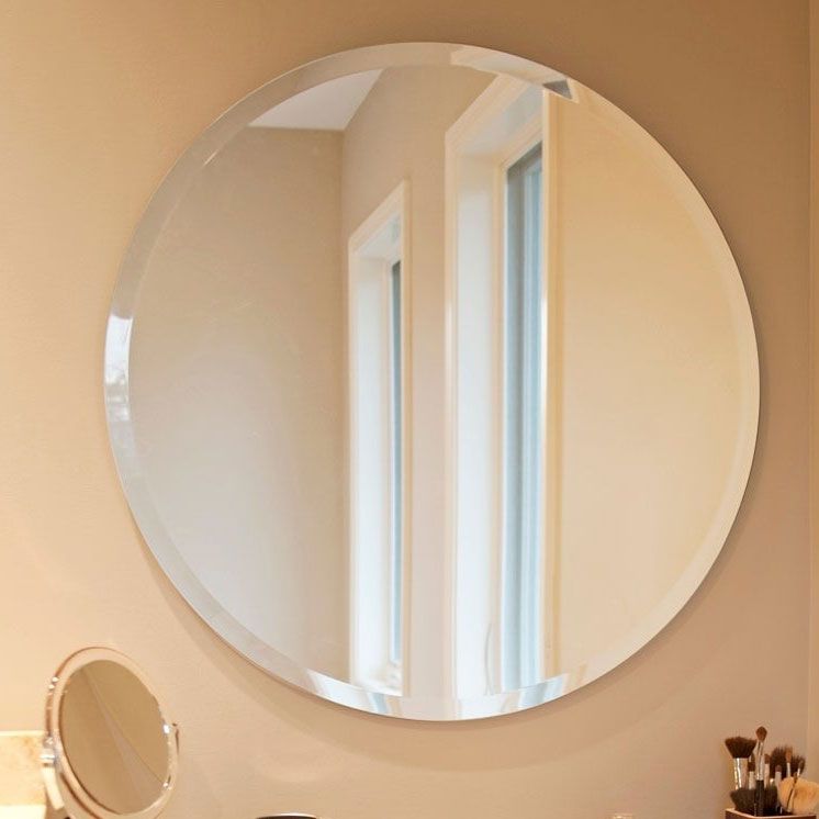 Buy Glass Frameless Round Beveled Edge Wall Mirror 05 Mm Thickness For Pertaining To Frameless Tri Bevel Wall Mirrors (View 10 of 15)