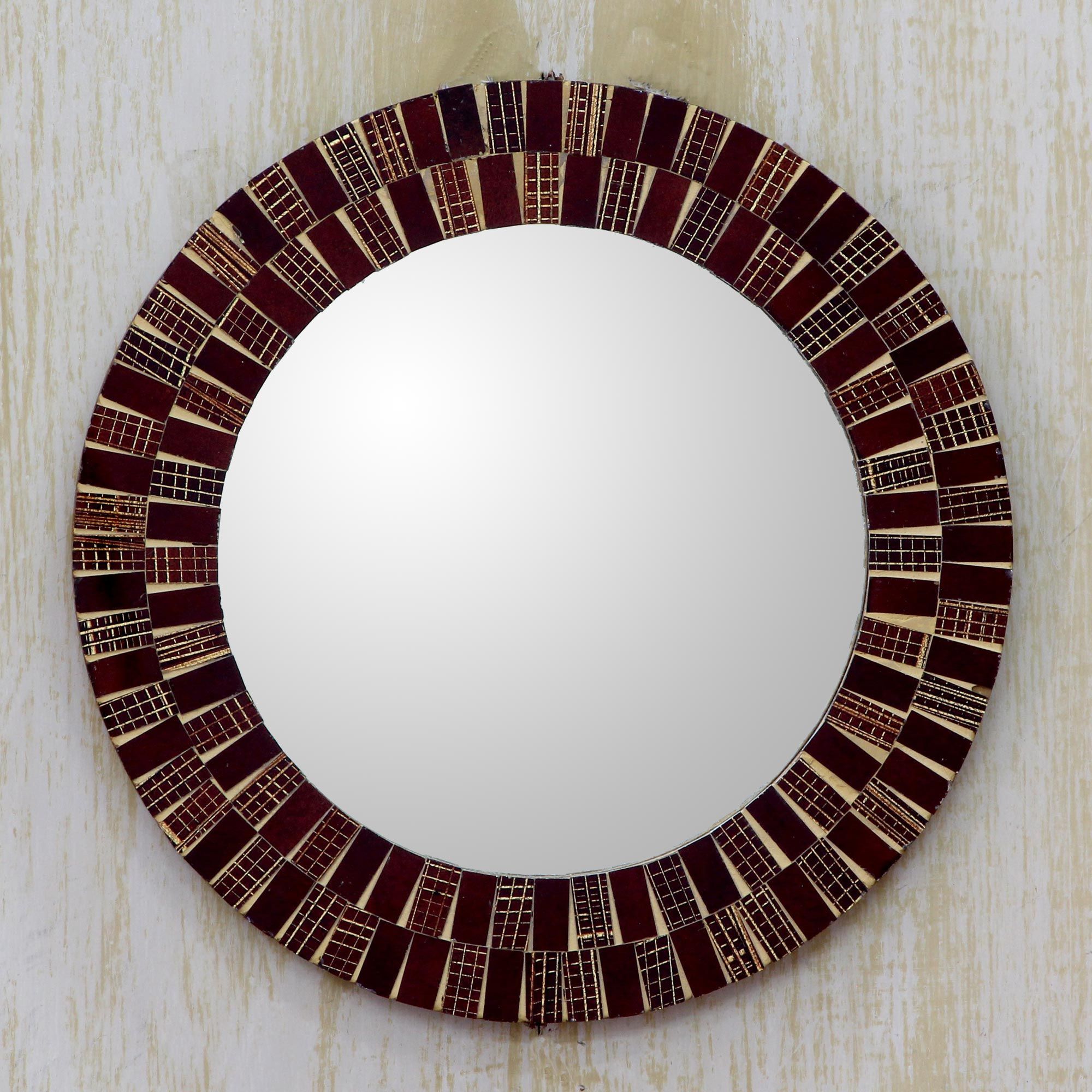 Buy Glass Mosaic Mirror, 'golden Flames' Today (View 13 of 15)