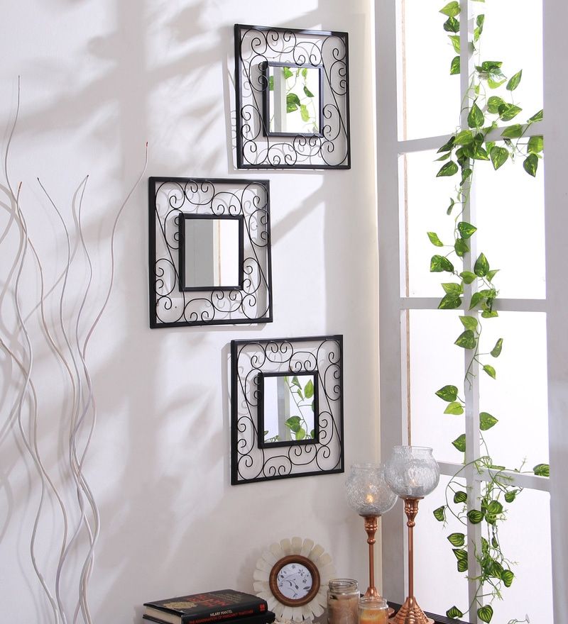 Buy Iron Square Wall Mirror In Black Colourhosley Online – Square With Black Square Wall Mirrors (View 6 of 15)