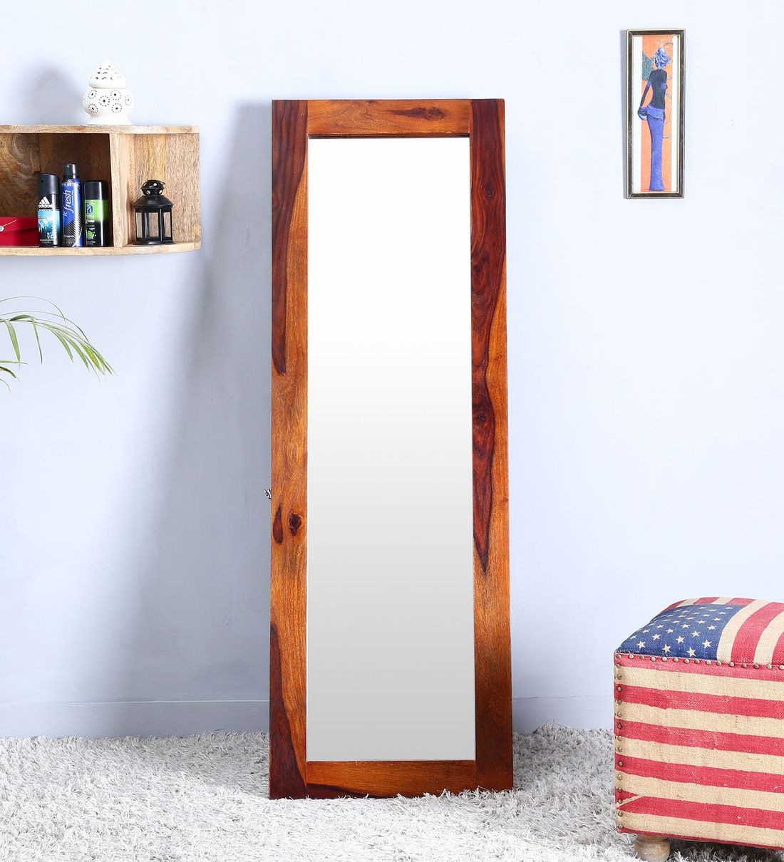 Buy Solid Wood Full Length Mirror In Brown Coloursatyam For Mahogany Full Length Mirrors (View 11 of 15)