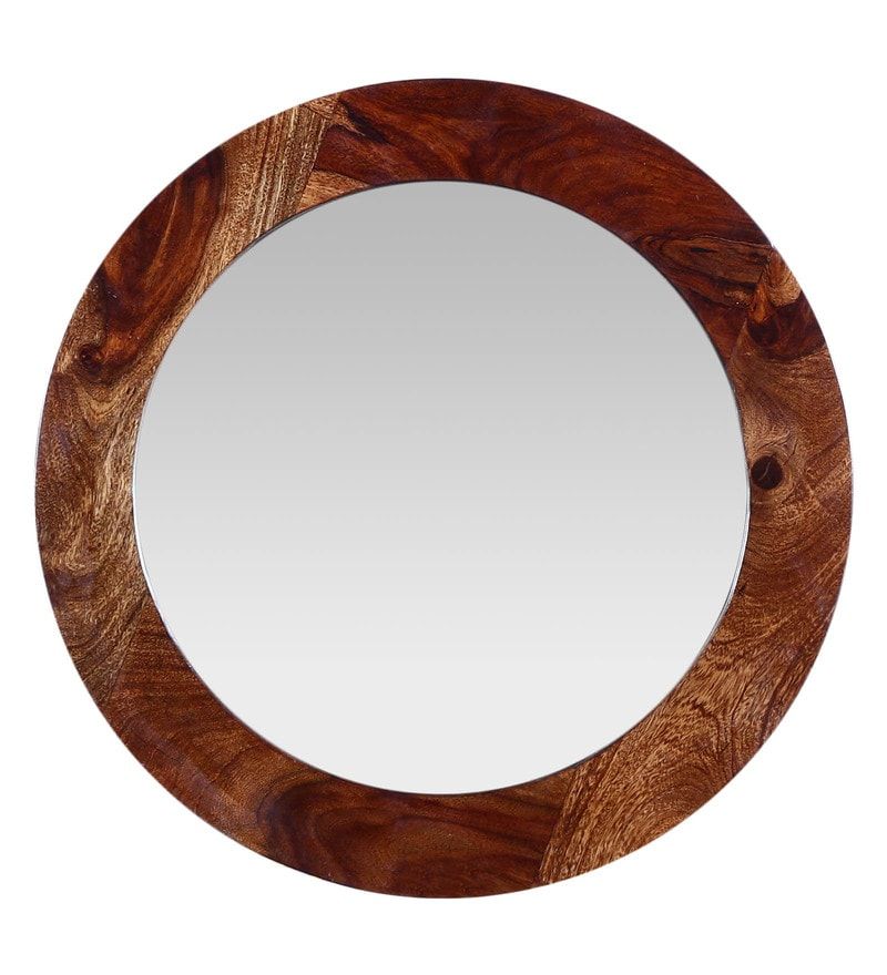 Buy Solid Wood Wall Mirror In Brown Colormade Wood Online – Round Intended For Organic Natural Wood Round Wall Mirrors (View 10 of 15)