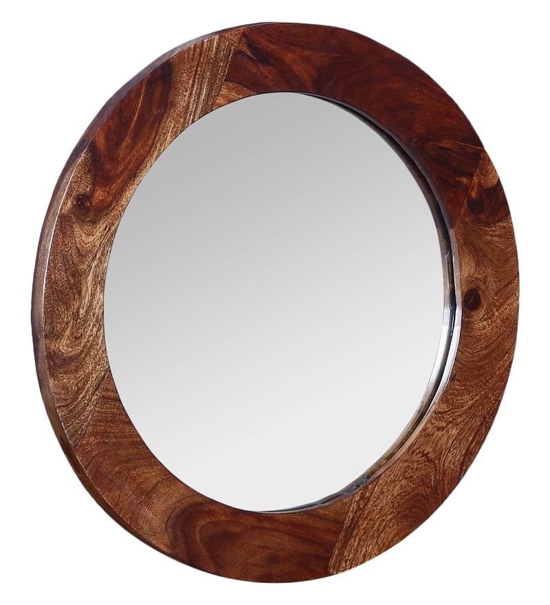 Buy Solid Wood Wall Mirror In Brown Colormade Wood Online – Round Pertaining To Organic Natural Wood Round Wall Mirrors (View 4 of 15)