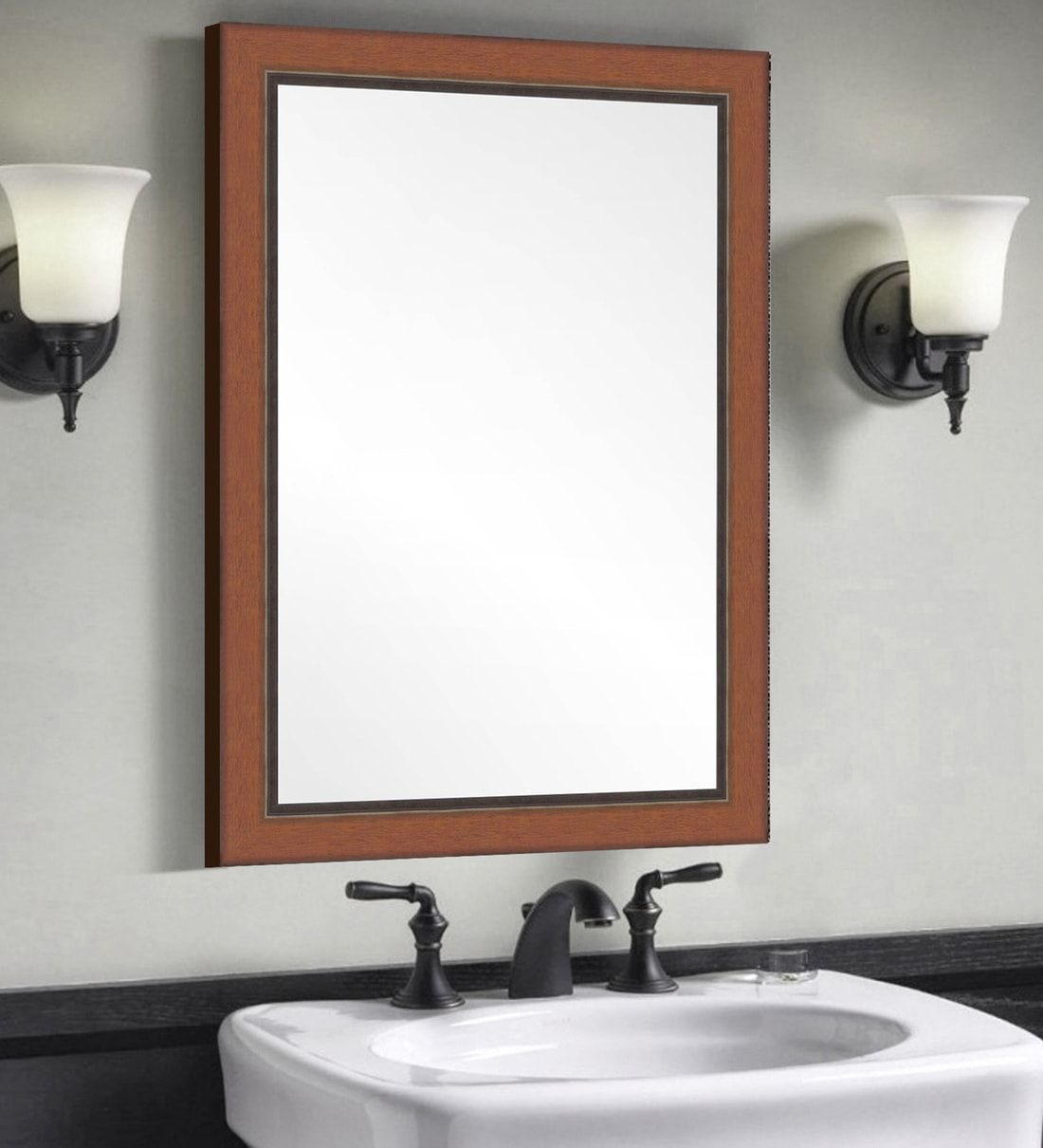 Buy Synthetic Wood Rectangle Wall Mirror In Brown Colourelegant For Rectangular Grid Wall Mirrors (View 10 of 15)